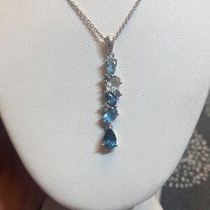 Blue Topaz Sterling Silver Necklace AND Matching Earrings!